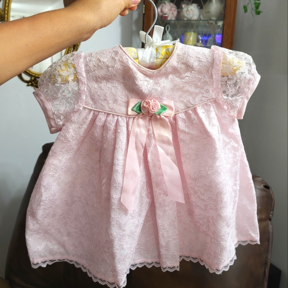 Vintage Pink Lace Baby Dress